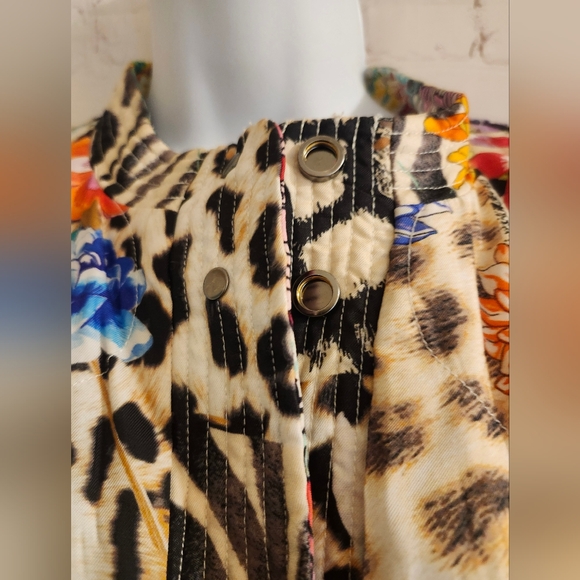Johnny Was Multicolor Floral and Animal Print Silk Shacket - Picture 4 of 9